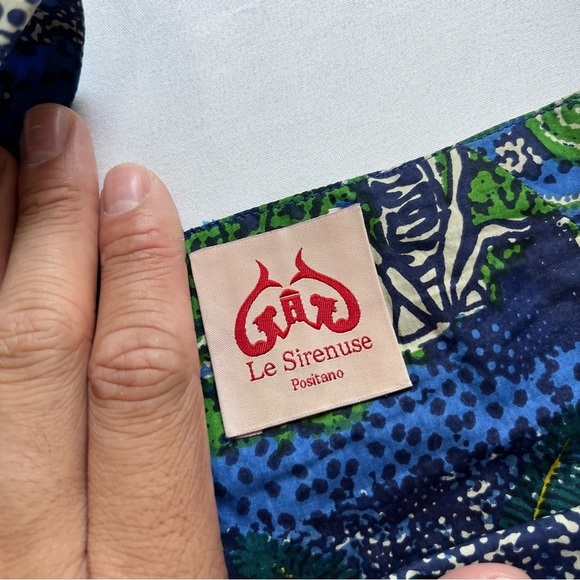 LE SIRENUSE blue tribal abstract tropical print cropped tank top - Picture 4 of 5